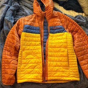 Cotopaxi Orange and Blue Quilted Jacket